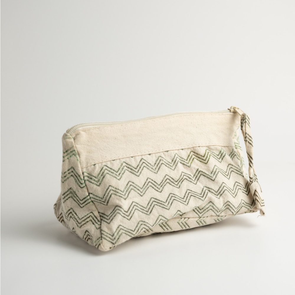 Cream and Gold Chevron Cosmetic Bag